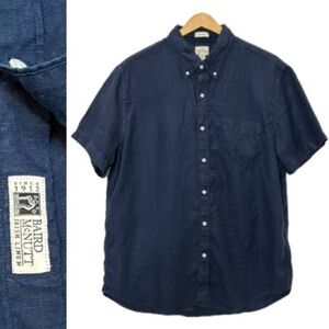 Baird McNutt J. Crew Mens Irish Linen Classic Fit Short Sleeve Shirt Size Large